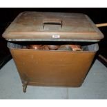 Copper Water Tank with tap and contents of copper items incl. measures, wax jugs etc