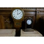 Waterbury Clock Co. Mantle Clock & 8-Day American Wall Clock in Oak Case (2), working