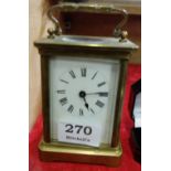 Brass Framed Carriage Clock, white dial