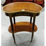 Empire style Kingswood Lamp/Occasional Table, with kidney-shaped top, stretcher shelf and brass