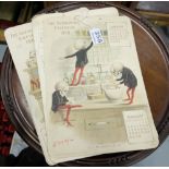 2 “Antikamnia” Calenders 1900 & 1901, featuring skeleton figures, in comical pose