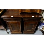 Matching Pair Mahogany Bedside Cabinets, each with a frieze and base drawer and single door cabinet,
