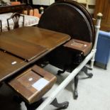 Two Circular late 19thC Mahogany/Walnut Centre Tables, each with tripod pod bases, 46” dia