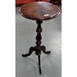 Mahogany Wine Table, 17” dia, on turned pod and 3 outstretched legs
