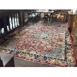 Large Fine Persian Mashad Floor Rug “Under the Hearth” design, with multiple pattern borders, 3.0