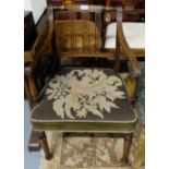 Regency Mahogany Carver Chair, with reeded rail back, over a padded seat covered with floral