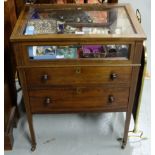 Edwardian Inlaid Mahogany Table Display Cabinet, the hinged glass top and glass sides, over 2