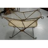 Folding brass framed cot “The Universal Cot” by Richard Cane (inventor), original latticed stringing