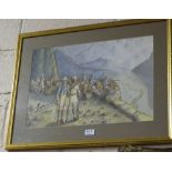 Watercolour – Gurkha “Sangar” Army at NWF Frontier, 1930’s – 1940’s, signed D C Purves