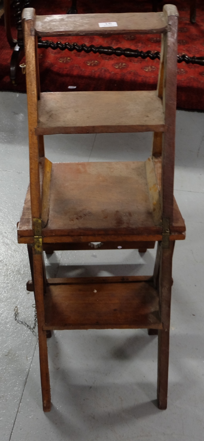 Mahogany Fold-over Library Chair/Steps