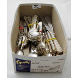 English Insignia Plate 6 piece Flat Ware (initialled “B) & a wooden canteen box with hinged top lid,