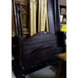 Modern Mahogany Bed Frame with high posts, 5ft wide, with timber lats