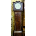 Grandfather Clock, in mahogany case, the arched hood over a white dial, by Milton & Son, Dublin,