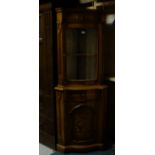 Mahogany Hall Stand with mirror insert & Walnut Corner Cabinet with glass top door (2)