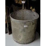 19thC Steel Milk Pail, with supporting handle, 18”h