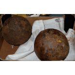 Two 18thC cannon balls, each 10” dia approx.