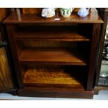 Reproduction Mahogany Floor Bookshelves with 3 adjustable shelves, 40”h x 3ftw, on platform base