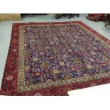Large Hand Woven Persian Tabriz Floor Rug, red ground, with an all over traditional design, red