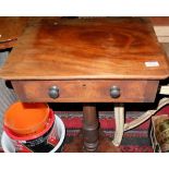 WMIV Mahogany Narrow Side Table with a drawer, on a pod base, 20”w
