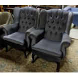 Matching Pair of Wingback Fireside Armchairs, matching Lot 10 as above