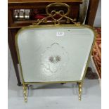 Brass Framed Fire Screen, with bevelled mirror insert, and star shaped design.