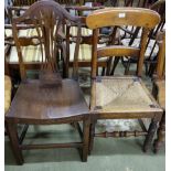 Two Elm Country Side/Kitchen Chairs, 1 with rush seat