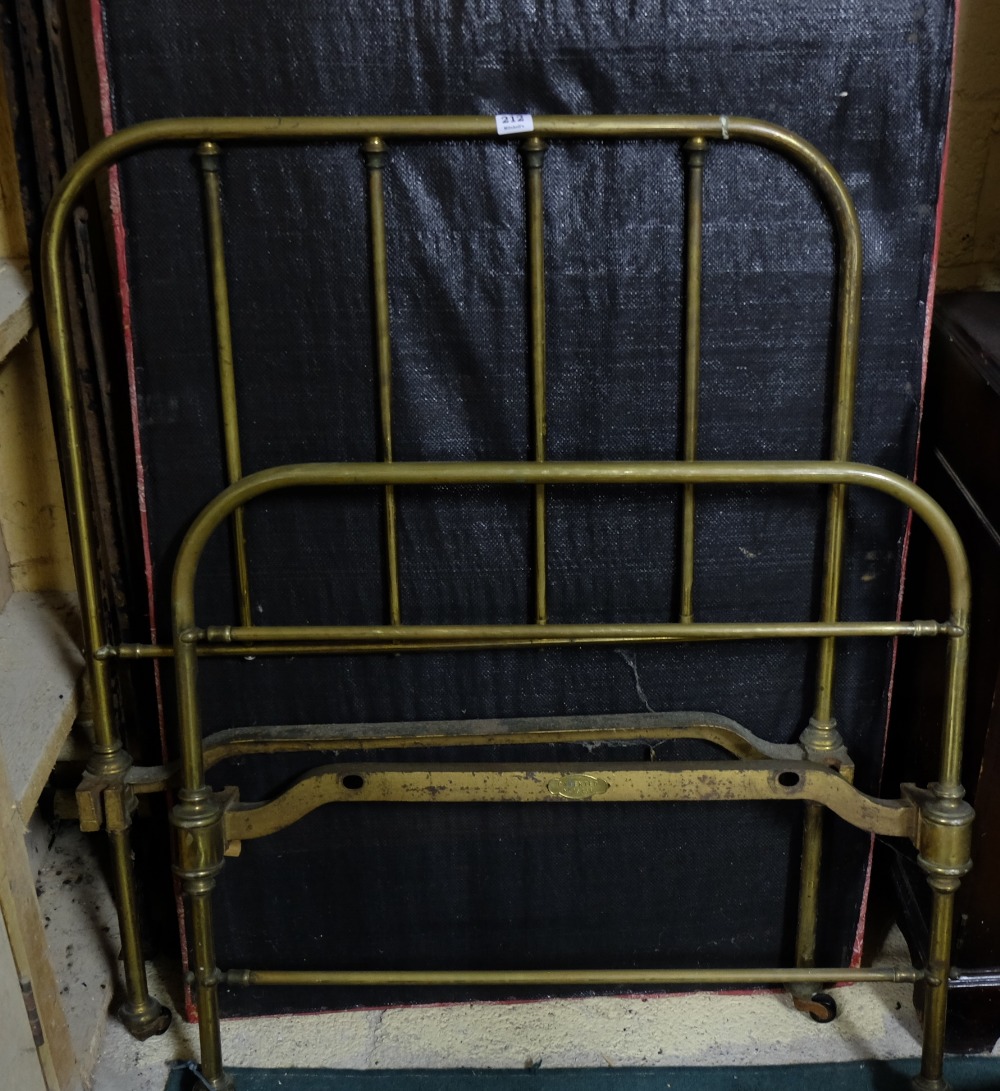 3ft Victorian Brass Bed, with turned rails, base and side irons