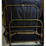 3ft Victorian Brass Bed, with turned rails, base and side irons