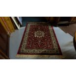 Kashmir Floor Rug (as new), red ground with central medallion, multiple patterned, 115cm x 170cm