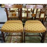 Pair of Edwardian Mahogany Dining Chairs, attractively inlaid with swag and shell detail, the padded