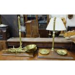 Similar Pair of Brass Weighing Scales, stamped Mark & Son, Liverpool - 1 with round pans, 1 with