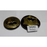 2 similar half-sovereign circular coin carrying cases, rosewood frames with brass sliding lids (1