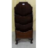 Mahogany Magazine Rack, with 3 compartments, on padded feet, 38”h