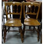 Matching Pair of Elm Kitchen Chairs, with spindle tops