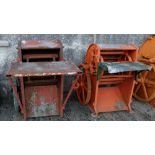 2 Iron Grain Dryers, painted red and orange – 1 stamped “Philip Pierce, Wexford”, each 40”h