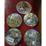 5 Victorian Pot Lids, “The Village Wedding” & romantic scenes,