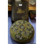 Victorian Album Music Box & beaded top circular foot stool (2)