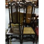 Matching Pair of Jacobean Style Side Chairs, with bergere backs and seats (1 damaged)