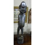 Rare early Negrito Pygmy Figure, believed carved on Slaver to Caribbean, Palmwood, 62cmh x 12”w