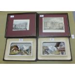 5 pics - Set of 3 framed 19thC Dublin aquatints (one with GPO Dublin City Sackville Street 1818) &