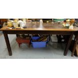 Polished walnut Dining Table, on reeded square legs, 65” long x 32”w