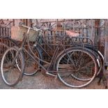 2 Lady’s Vintage Bicycles (for repair), with baskets – 1 Brooks