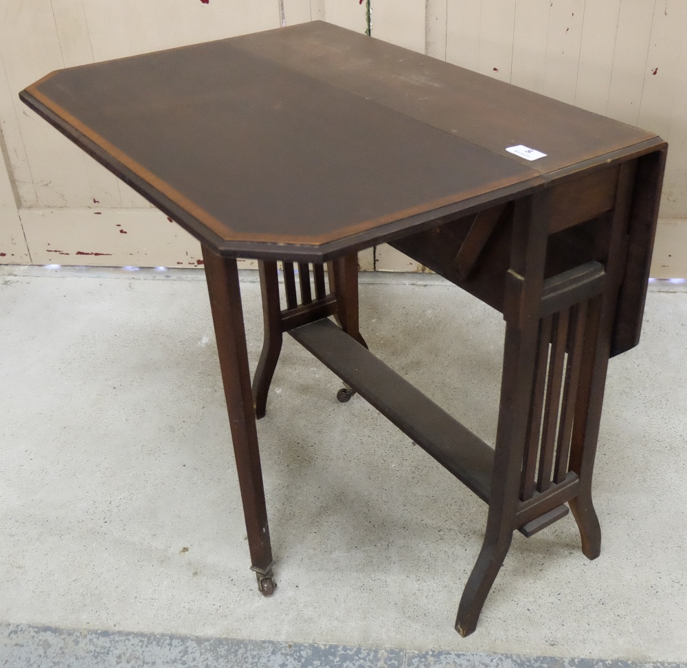 Inlaid mahogany Sutherland Table, on tapered legs 27” long