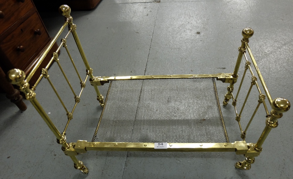 Miniature Victorian style brass bed, with base, 2ftw x 18.5”h