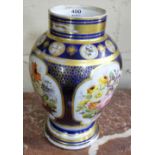 19thC Bulbous Porcelain Vase, decorated with continual floral groups, blue and gold ground,