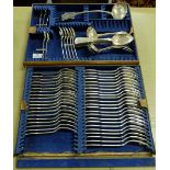 Canteen of 19thC Silver Plate Cutlery including forks, spoons, sauce ladles (canteen damaged)