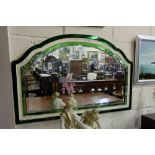 Art Deco Wall Mirror, the arched top over a similar shaped bevelled glass insert, with raised