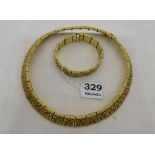 Vintage Lady’s Choker Necklace with matching bracelet – gilt metal with gold backs, inset with