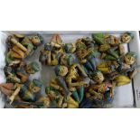 Group of miniature painted carved wood figures of musicians (10 approx)