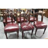 Matching Set of 6 Victorian Mahogany Dining Chairs, the arched tops over splat backs, on turned